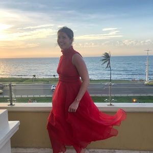 Beaufille Red Ruffled Gown